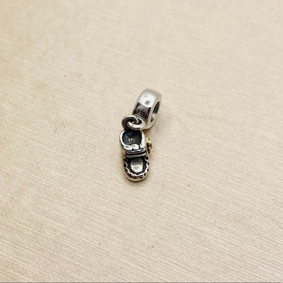 EUC Pandora 790403CZB Sterling Silver & 14k Gold Baby Boy Booty Dangle Charm - Picture 6 of 9